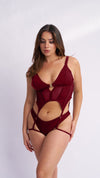 Victoria Mesh Suspender Wine
