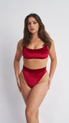 May Scrunch Back Velvet Top Red