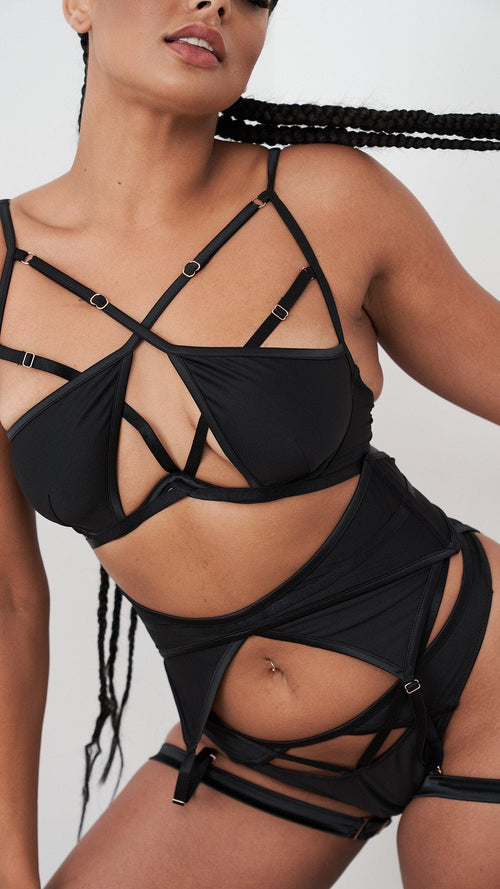 Lauren Bra - Strappy Cut Out Adjustable Bra Recycled Black