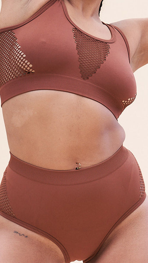 Leah High Waist - Shaping Breathable Bottoms Recycled Choco